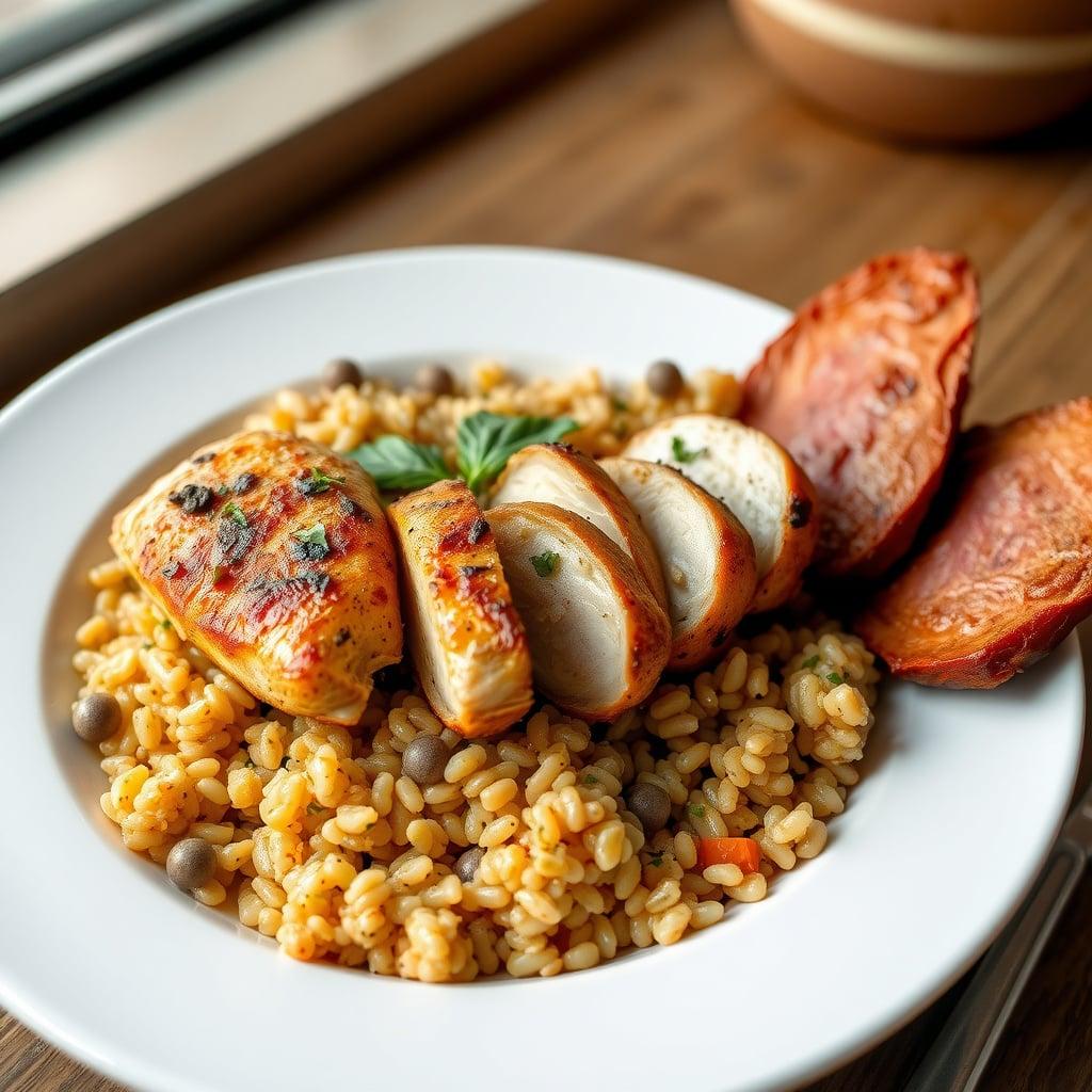 Mediterranean Grain Bowl with Herb-Marinated Chicken Mediterranean Grain Bowl with Herb-Marinated Chicken