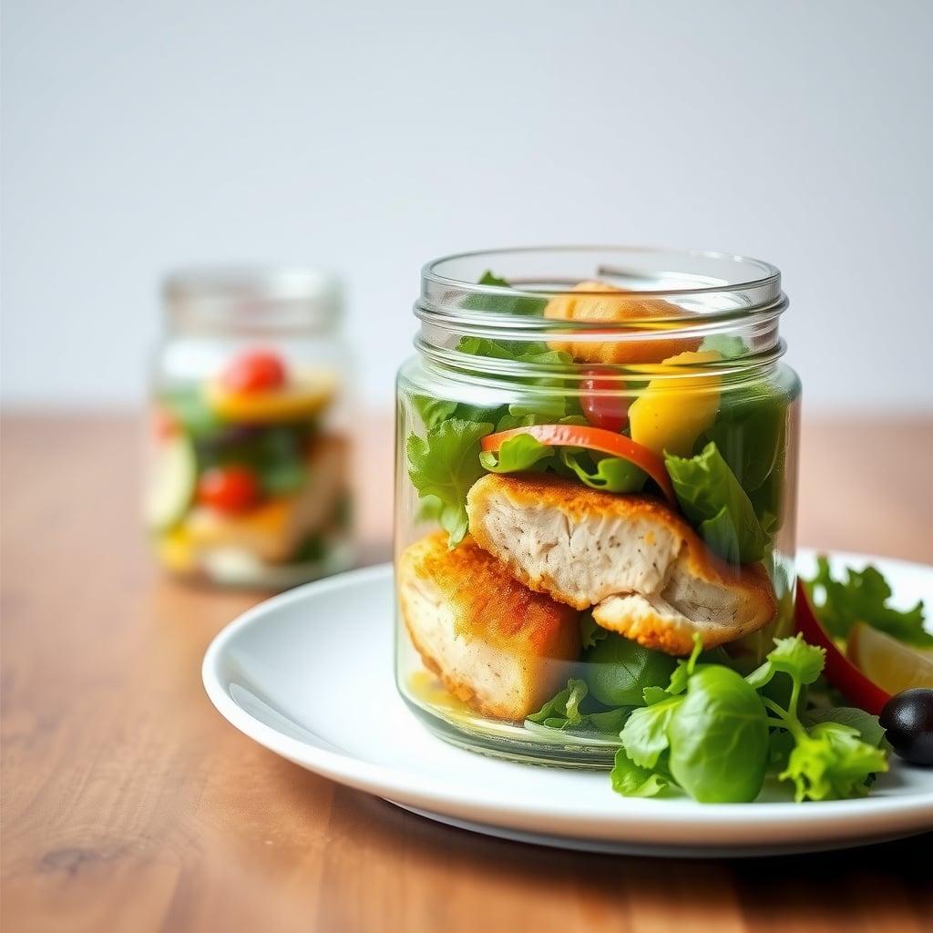 Make-Ahead Mason Jar Power Salad with Herb-Lemon Chicken Make-Ahead Mason Jar Power Salad with Herb-Lemon Chicken