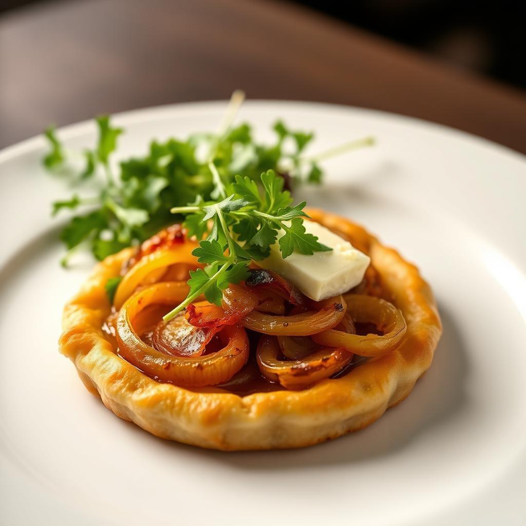 Caramelized Onion & Goat Cheese Tart with Arugula Salad