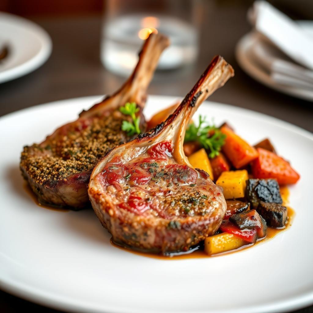 Air Fryer Herb-Crusted Lamb Chops with Ratatouille