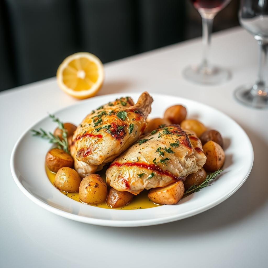 Herb Roasted Chicken Thighs with Lemon Potatoes Herb Roasted Chicken Thighs with Lemon Potatoes