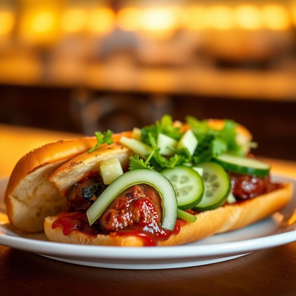 BBQ Meatball Subs with Cucumber Salad