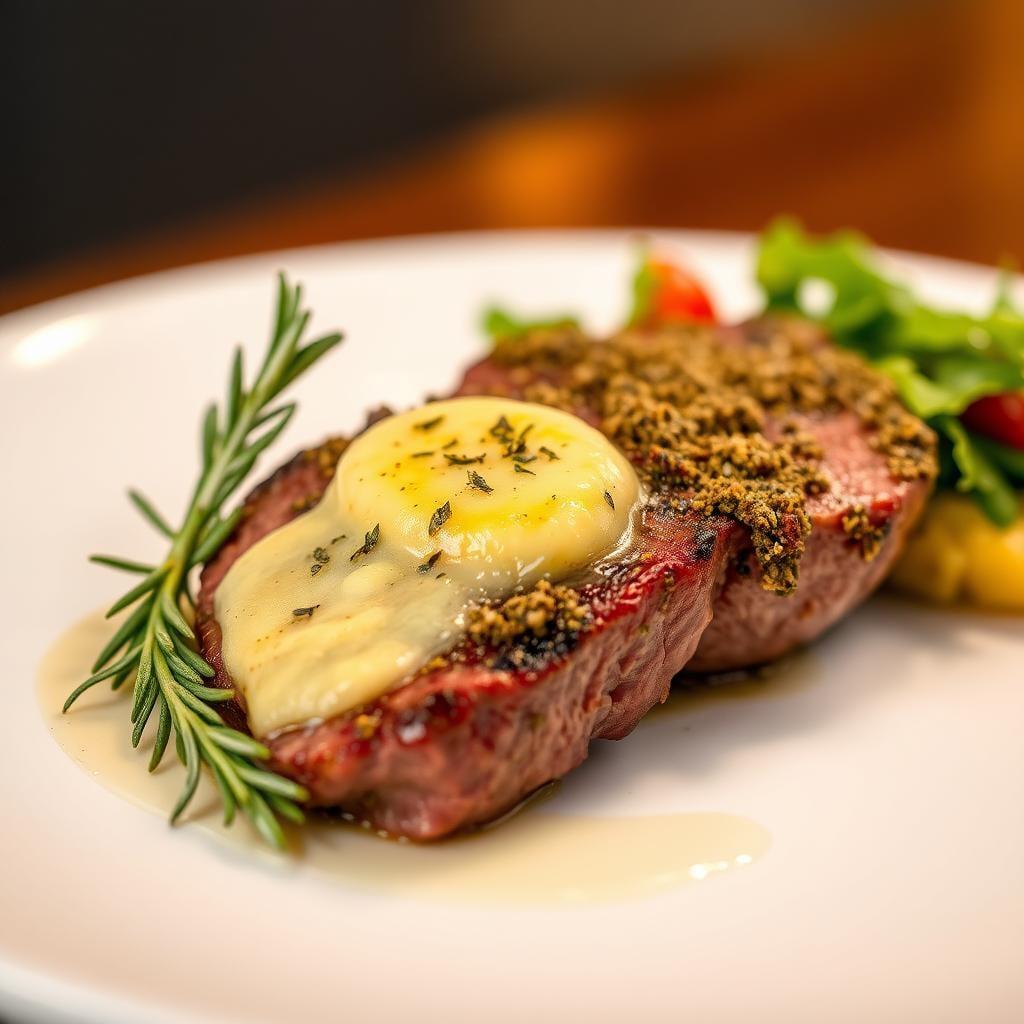 Herb-Crusted Flank Steak with Roasted Garlic Butter Herb-Crusted Flank Steak with Roasted Garlic Butter