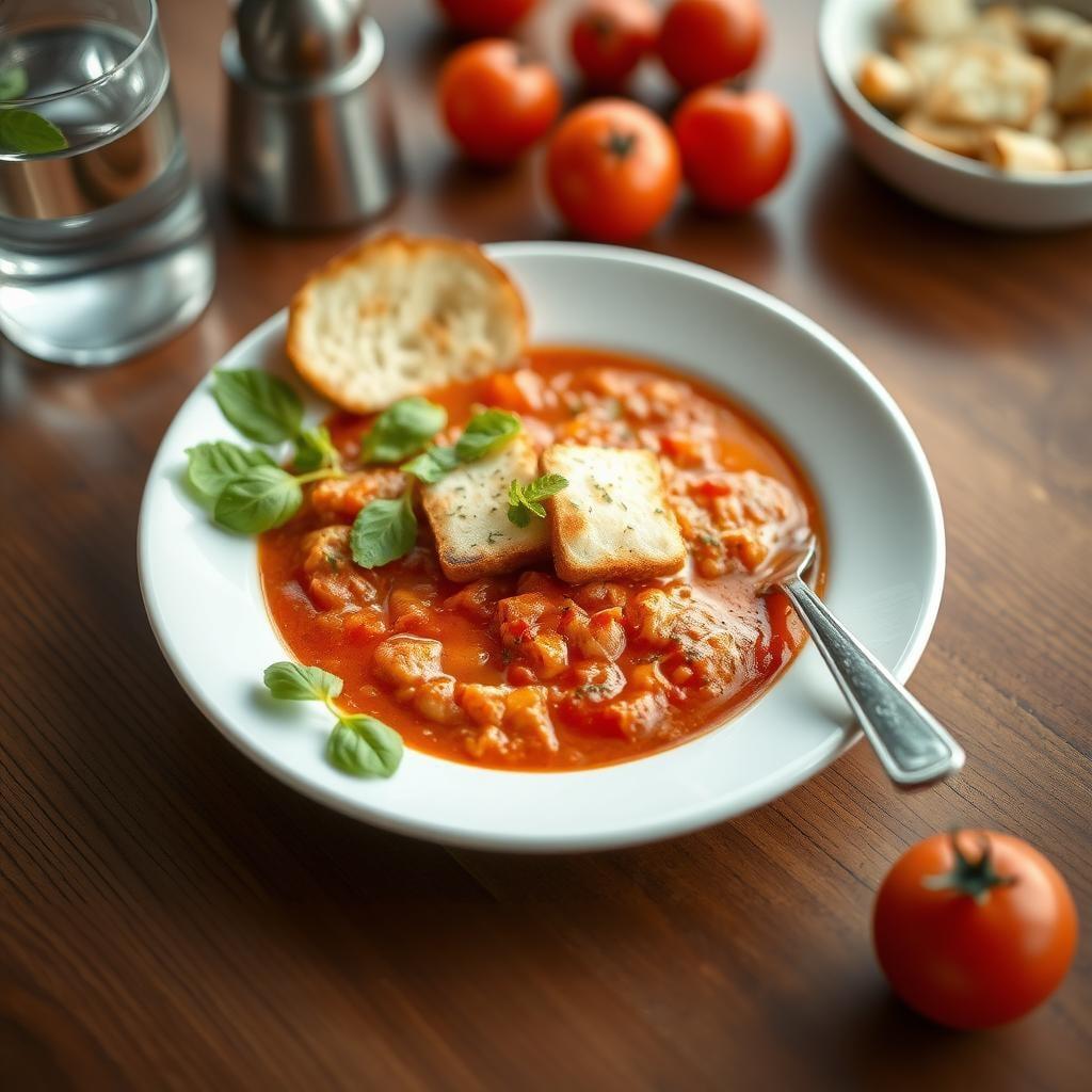 Rustic Italian Tomato Soup with Grilled Cheese Croutons Rustic Italian Tomato Soup with Grilled Cheese Croutons