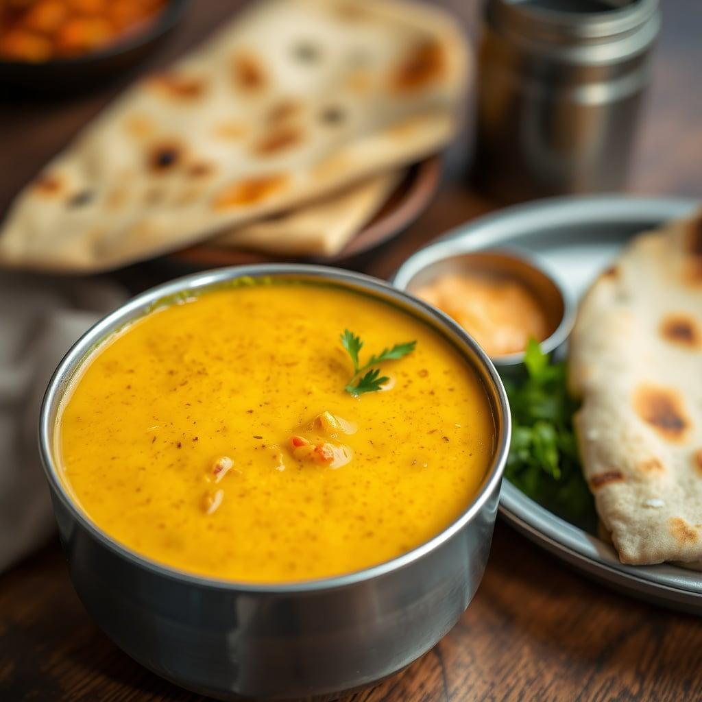 Mild Coconut Lentil Soup with Soft Naan Mild Coconut Lentil Soup with Soft Naan