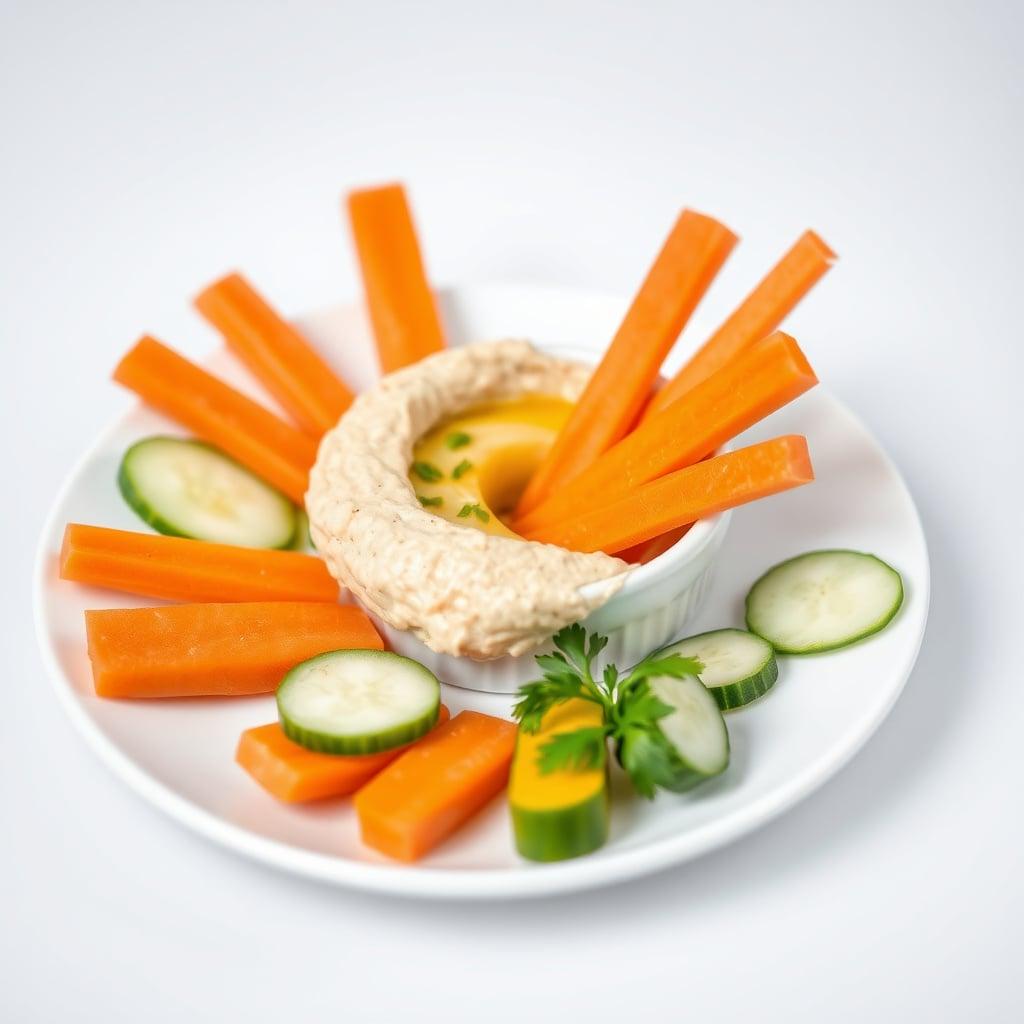 Hummus with Carrot and Cucumber Sticks Hummus with Carrot and Cucumber Sticks