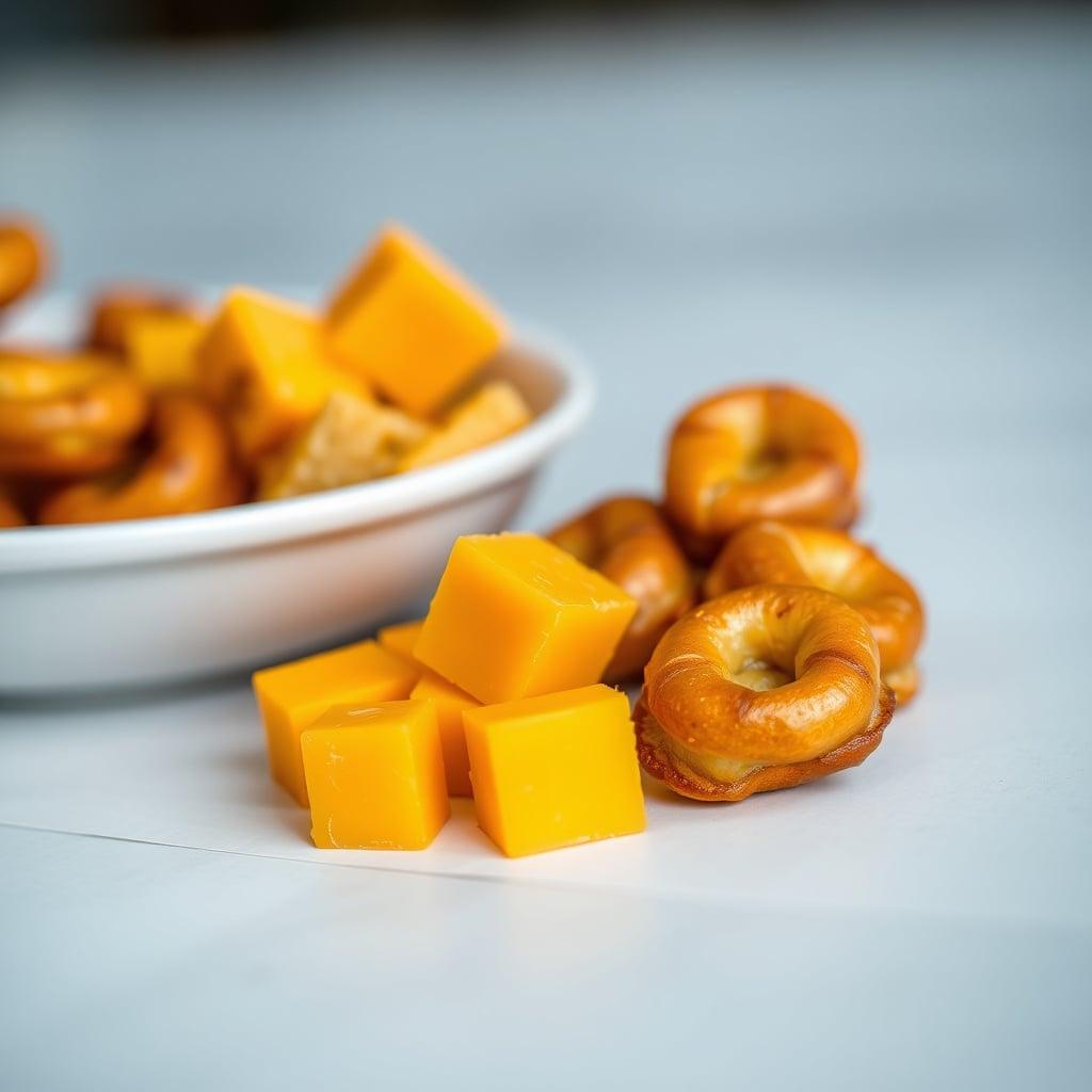 Mini Cheddar Cheese Cubes and Soft Pretzel Bites Mini Cheddar Cheese Cubes and Soft Pretzel Bites