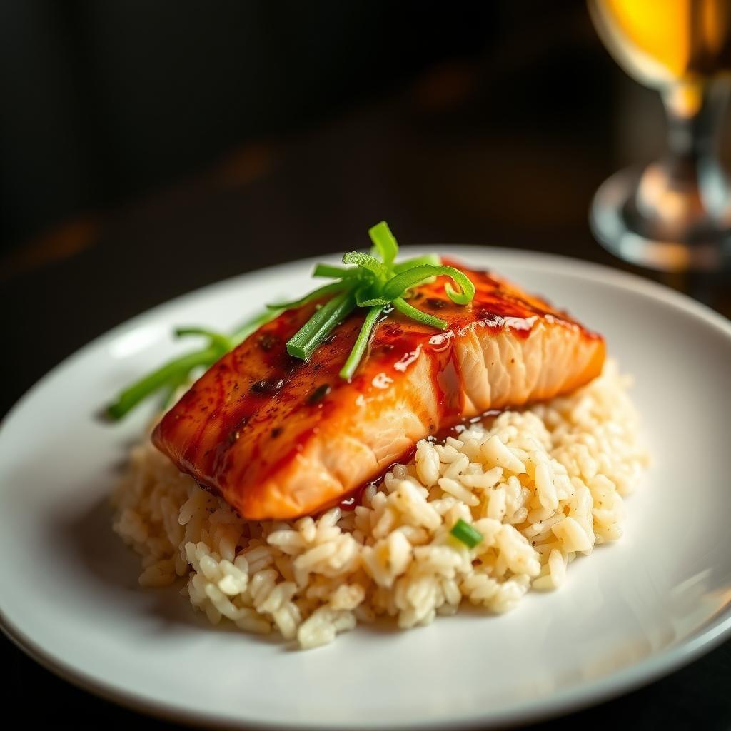 Maple-Soy Glazed Salmon with Ginger Scallion Rice Maple-Soy Glazed Salmon with Ginger Scallion Rice