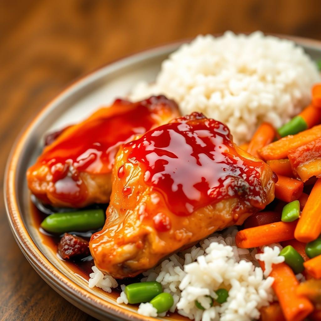 Honey-BBQ Pan-Seared Chicken with Mixed Vegetables Honey-BBQ Pan-Seared Chicken with Mixed Vegetables