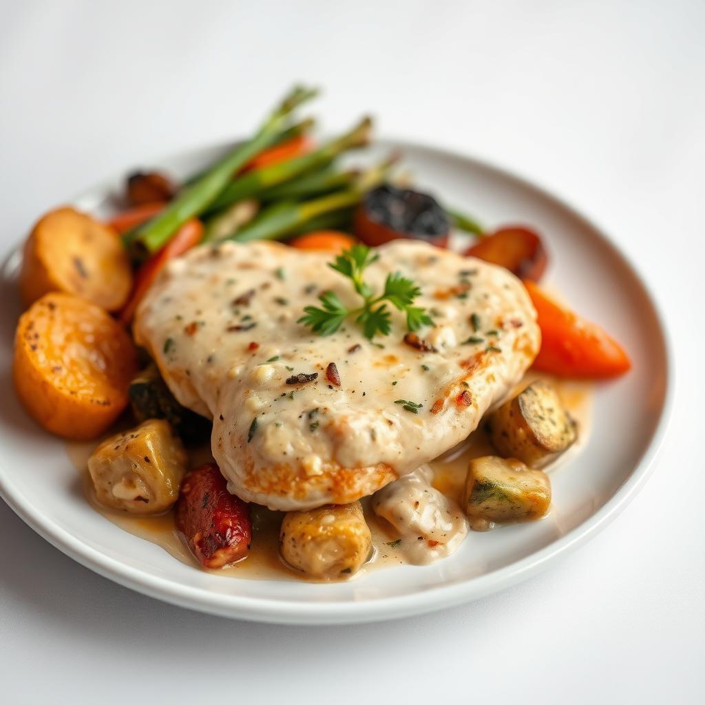 Creamy Tuscan Chicken with Roasted Vegetables Creamy Tuscan Chicken with Roasted Vegetables