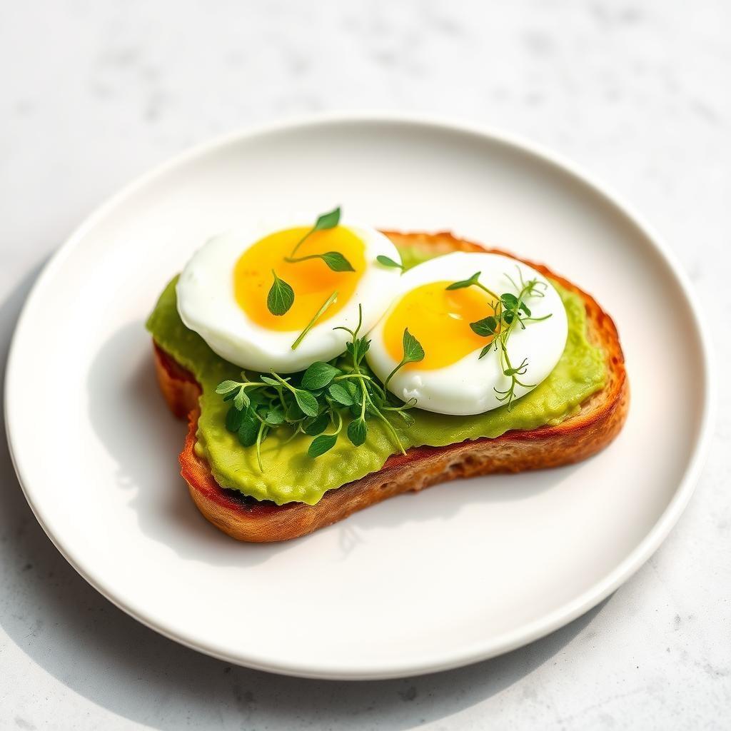 Avocado Toast with Poached Eggs and Microgreens