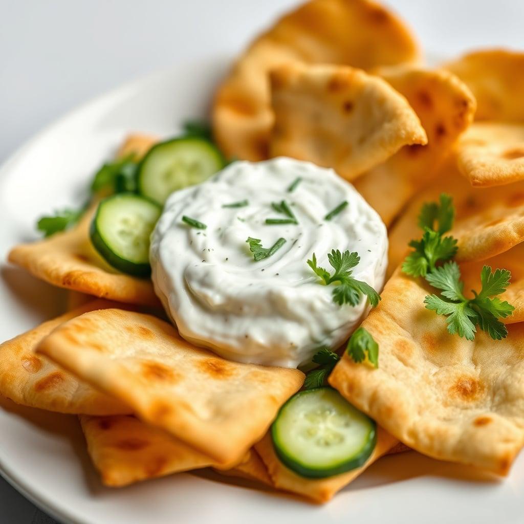Tzatziki with Cucumber and Pita Chips Tzatziki with Cucumber and Pita Chips