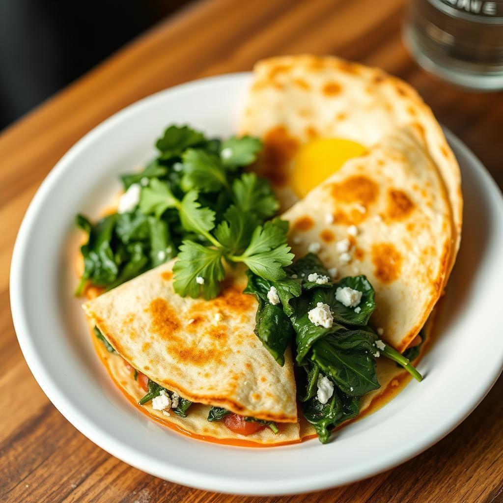 Spinach and Feta Breakfast Quesadillas Spinach and Feta Breakfast Quesadillas