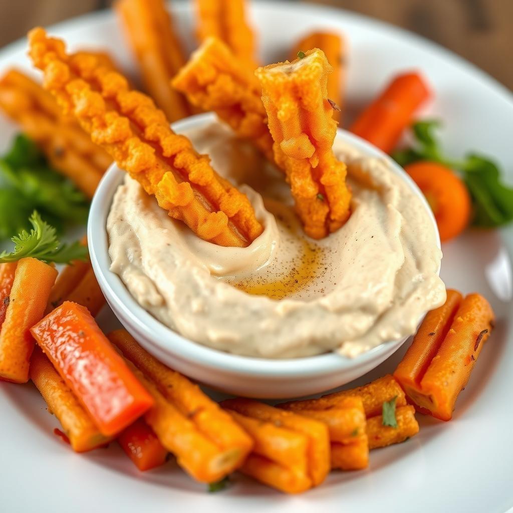 Crunchy Vegetable Sticks with Homemade Hummus Crunchy Vegetable Sticks with Homemade Hummus