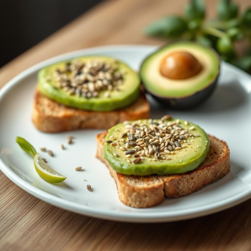 Whole Grain Toast with Avocado and Hemp Seeds Whole Grain Toast with Avocado and Hemp Seeds