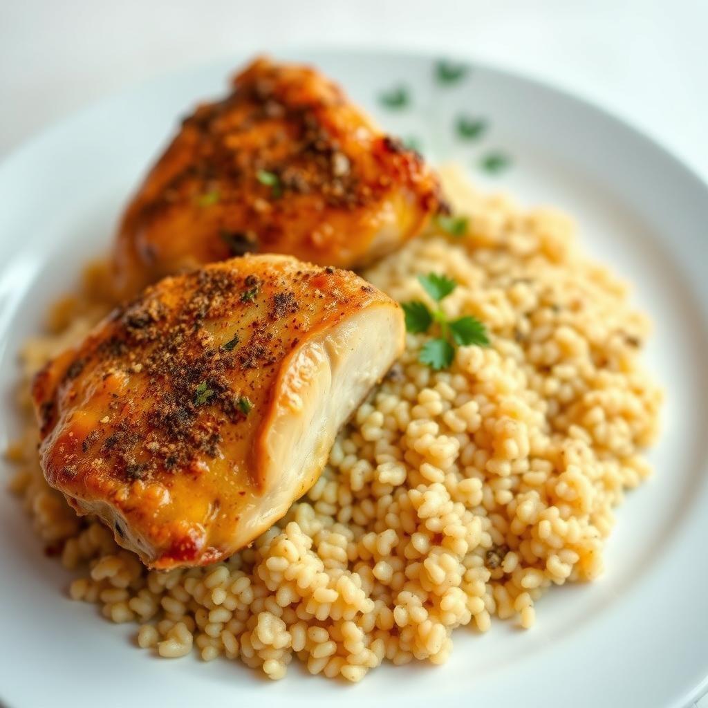 Moroccan-Spiced Chicken Thighs with Couscous Pilaf Moroccan-Spiced Chicken Thighs with Couscous Pilaf