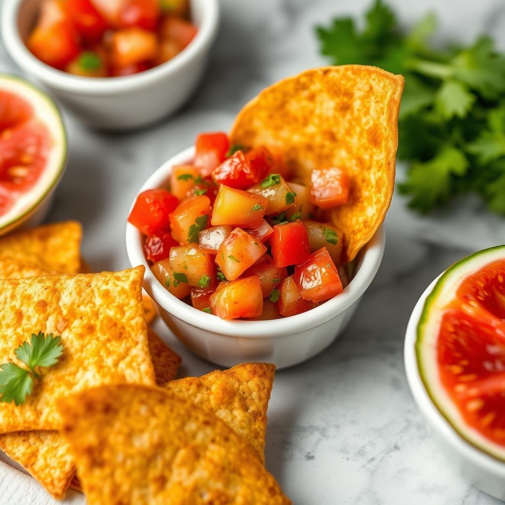 Cinnamon Tortilla Chips with Fruit Salsa Cinnamon Tortilla Chips with Fruit Salsa