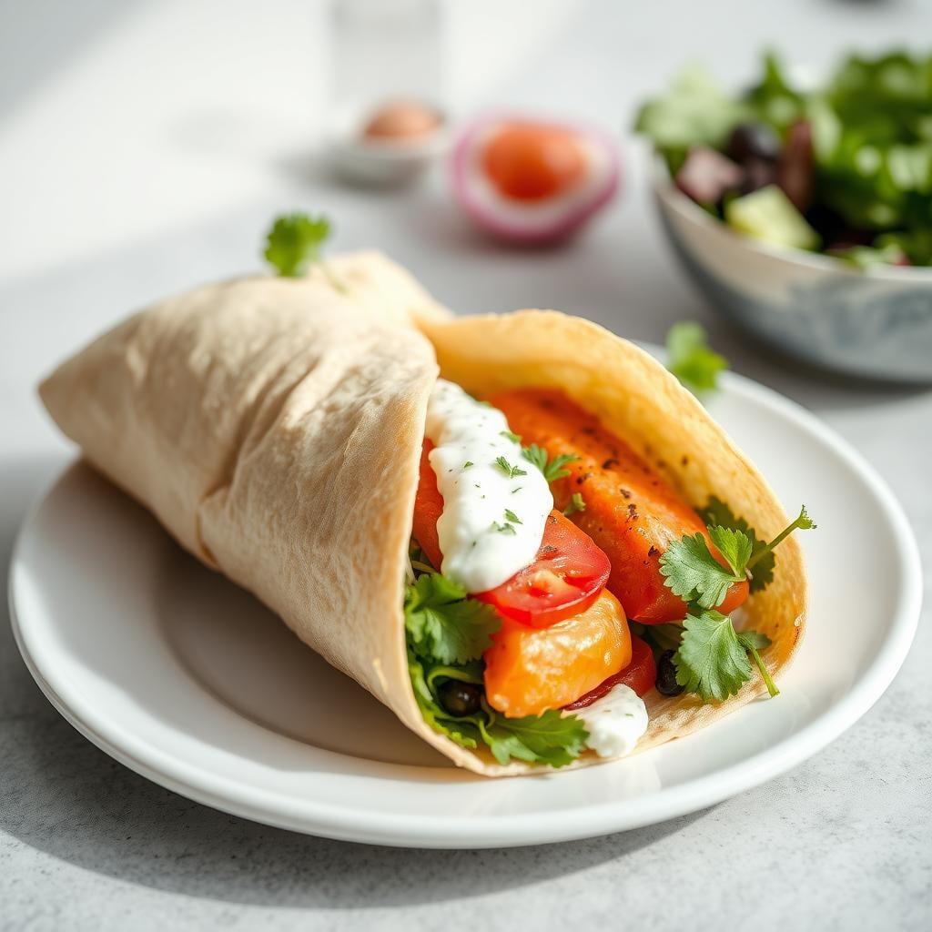 Mediterranean Salmon Wrap with Tzatziki Mediterranean Salmon Wrap with Tzatziki