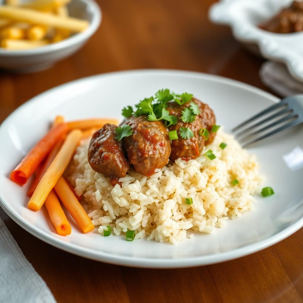 Leftover Meatball Sub Filling over Rice Leftover Meatball Sub Filling over Rice