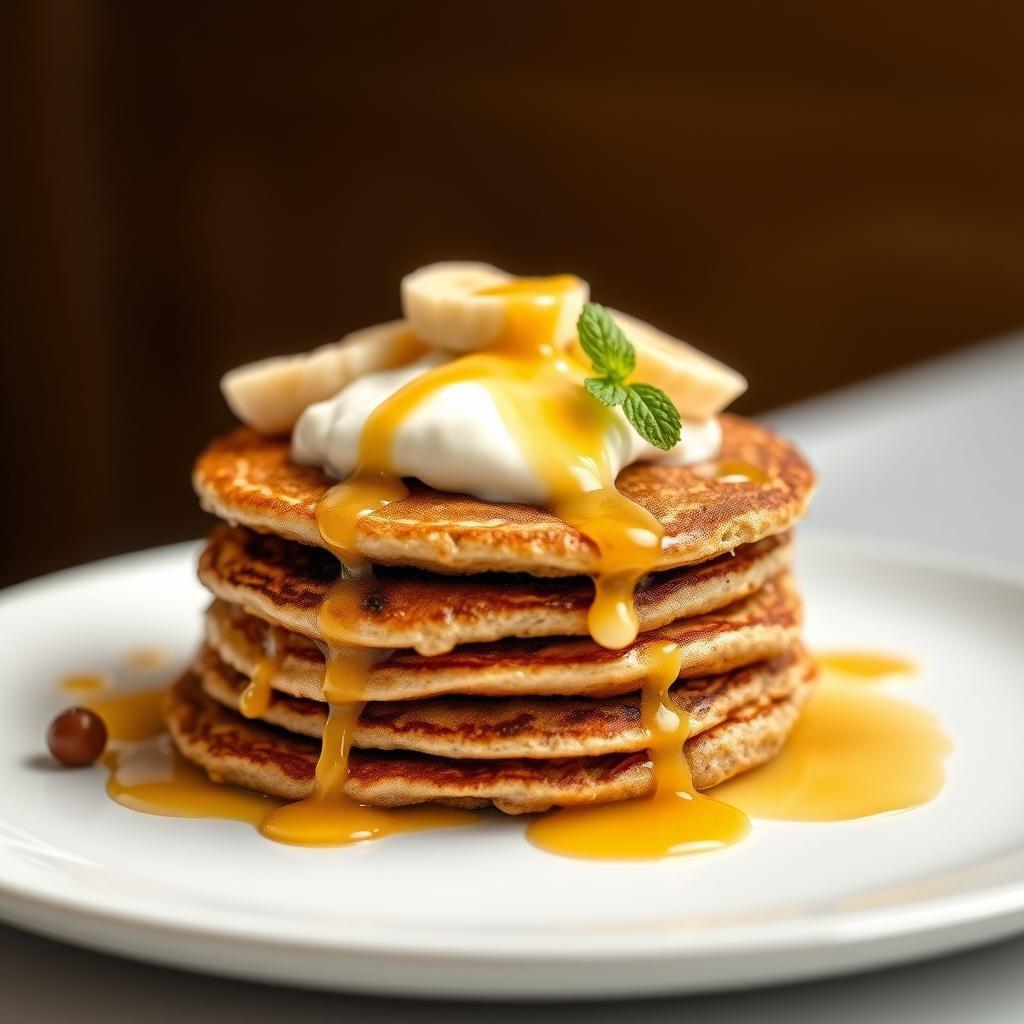 Whole Grain Banana Pancakes with Honey-Yogurt Drizzle Whole Grain Banana Pancakes with Honey-Yogurt Drizzle