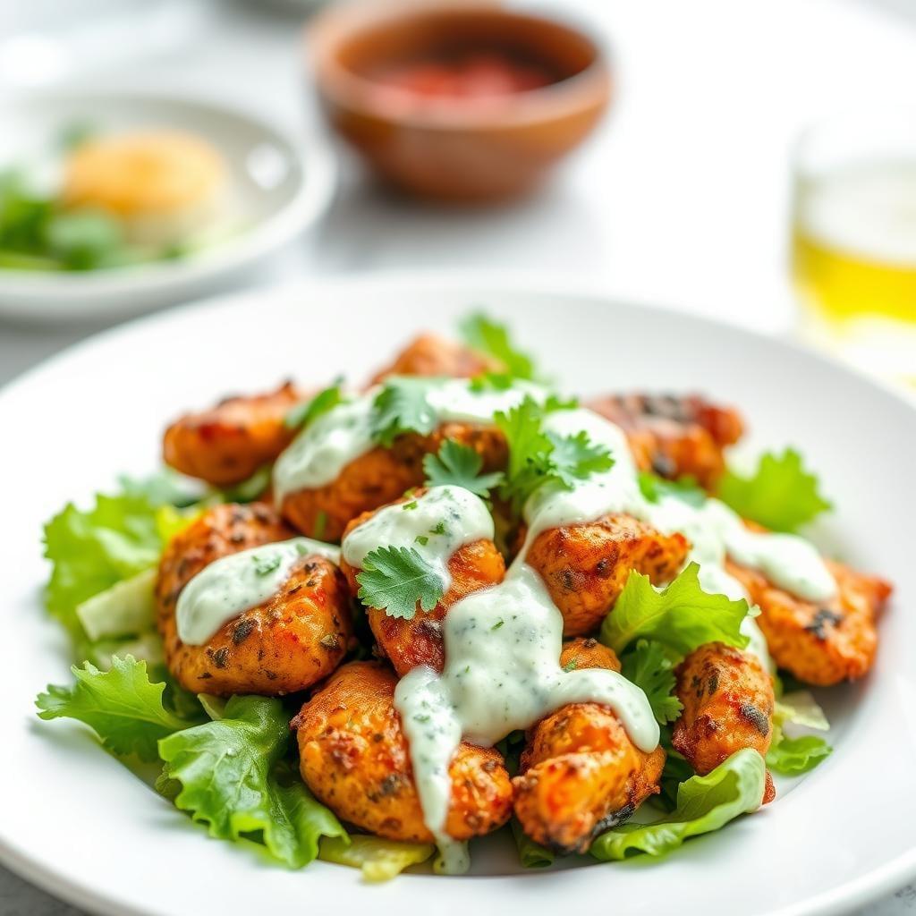 Tandoori Chicken Salad with Cucumber Raita Dressing Tandoori Chicken Salad with Cucumber Raita Dressing