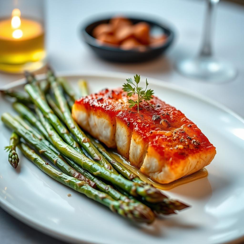 Air-Fried Citrus Herb Salmon with Roasted Asparagus
