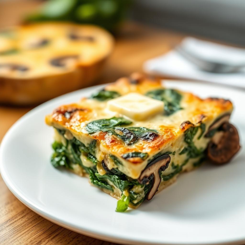Savory Spinach and Mushroom Breakfast Strata