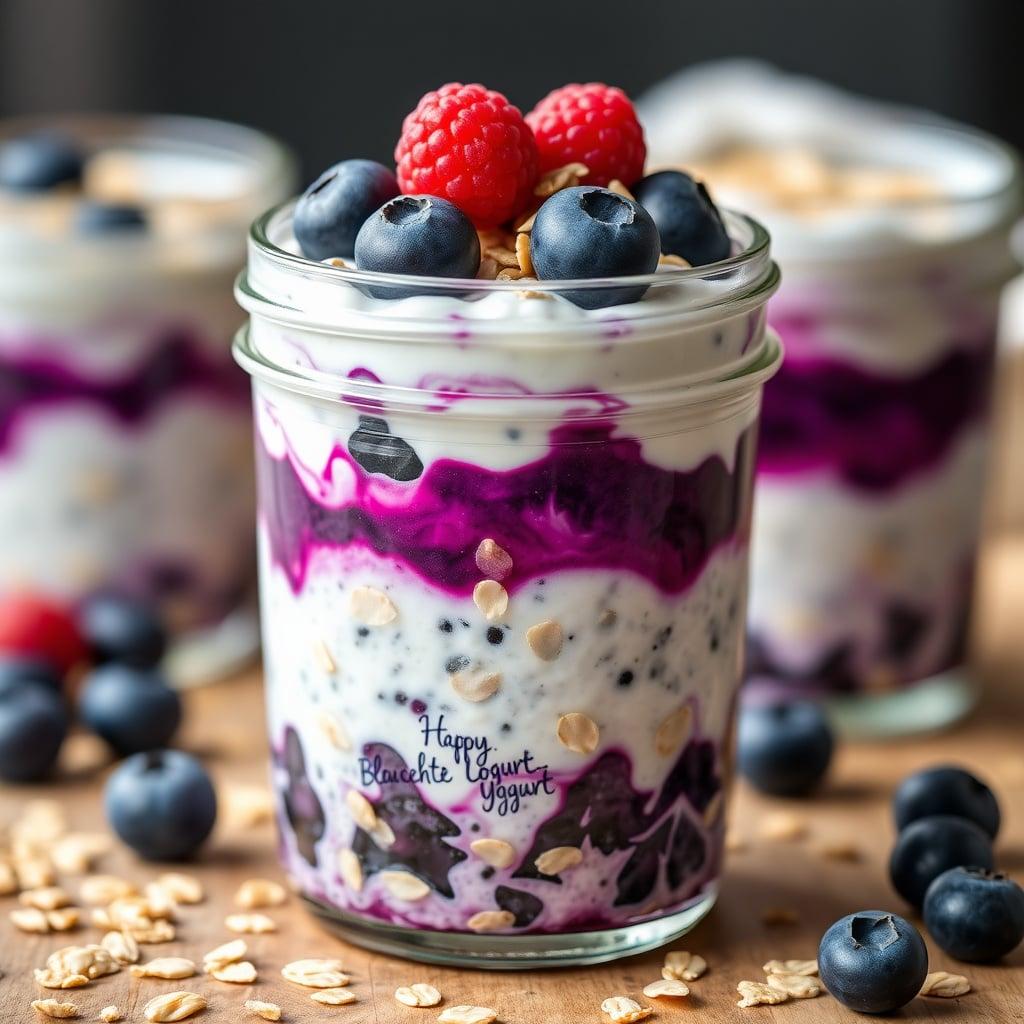 Blueberry and Greek Yogurt Overnight Oats with Rolled Oats