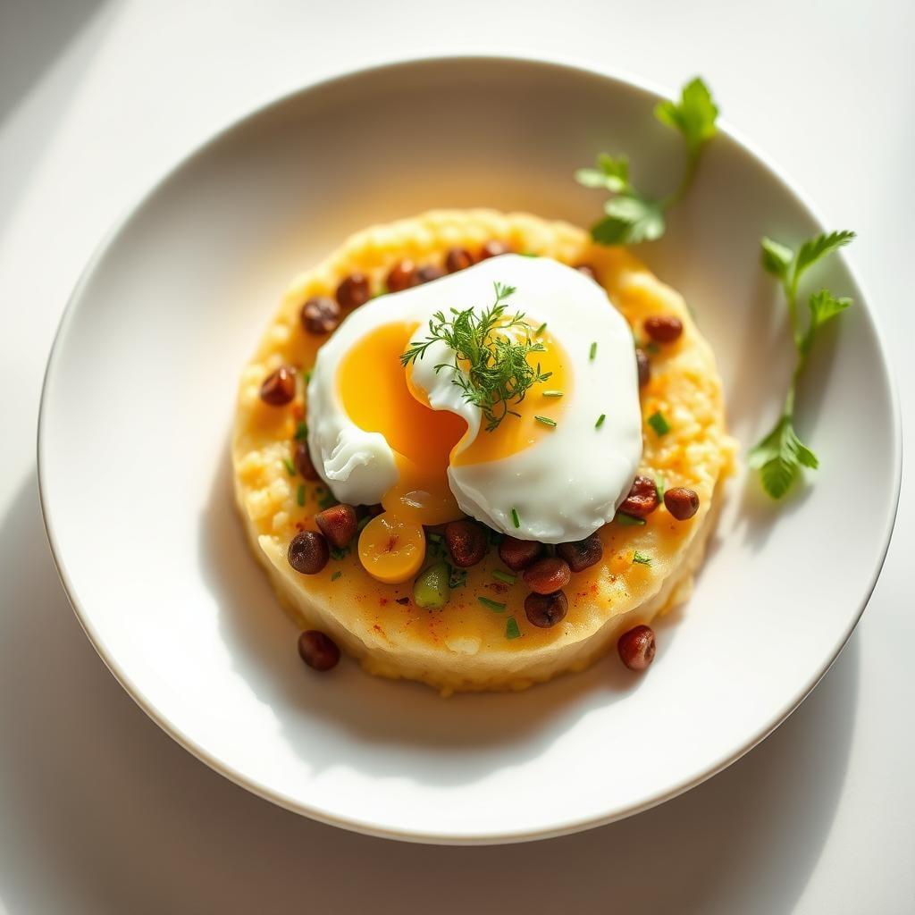 Savory Breakfast Polenta Bowl with Poached Eggs Savory Breakfast Polenta Bowl with Poached Eggs