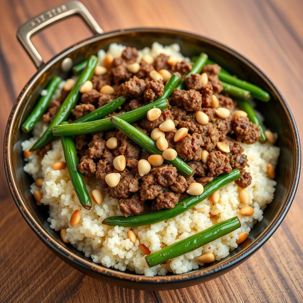 Lebanese-Spiced Beef and Green Bean Skillet with Quinoa Lebanese-Spiced Beef and Green Bean Skillet with Quinoa