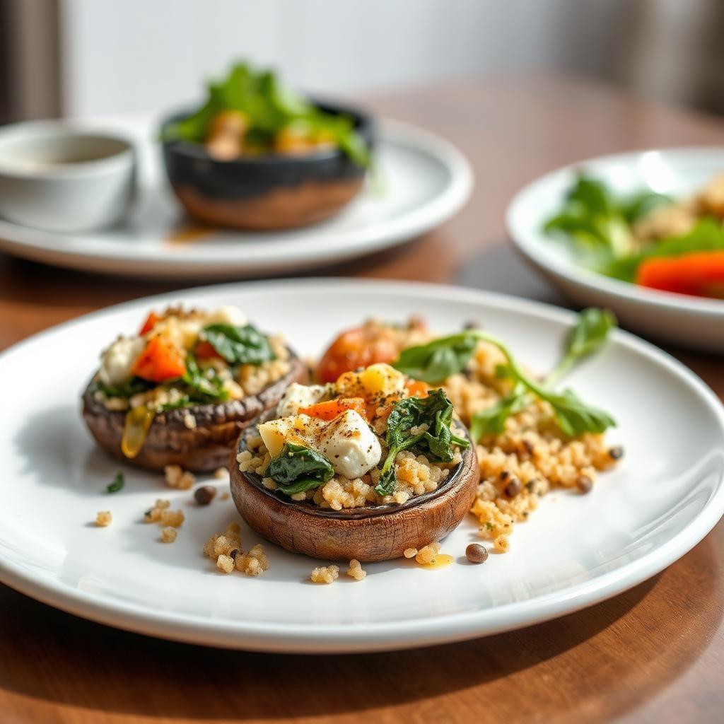 Spinach & Feta Stuffed Portobello Mushrooms with Quinoa Spinach & Feta Stuffed Portobello Mushrooms with Quinoa
