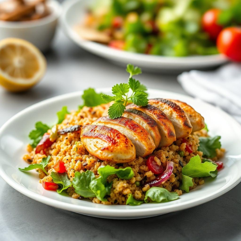 Moroccan Spiced Quinoa Salad with Grilled Chicken and Preserved Lemon Moroccan Spiced Quinoa Salad with Grilled Chicken and Preserved Lemon