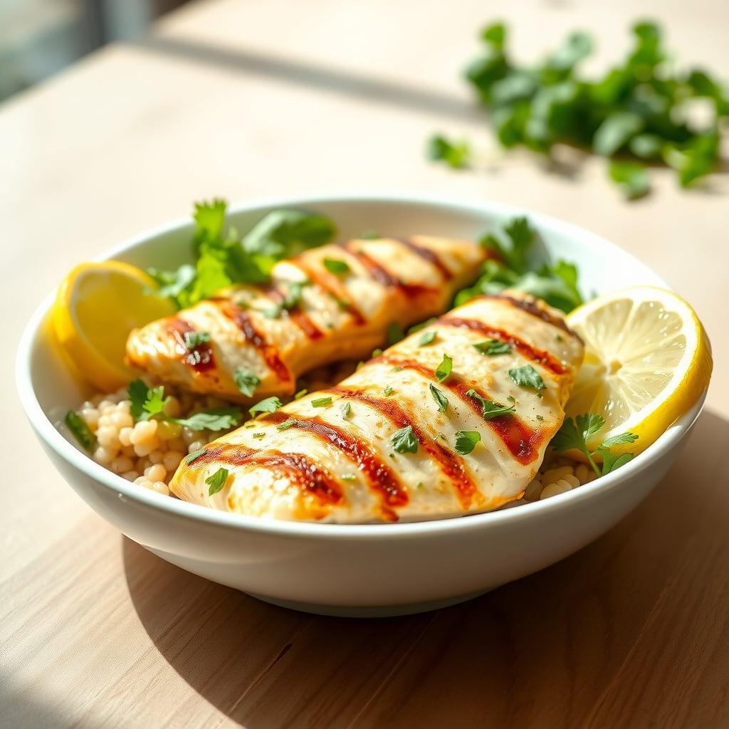 Mediterranean Grain Bowl with Herb-Marinated Chicken Mediterranean Grain Bowl with Herb-Marinated Chicken