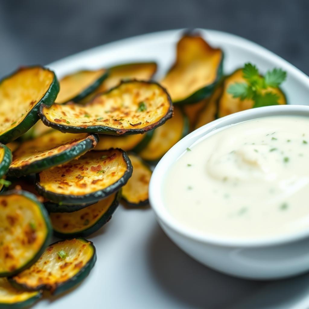 Baked Zucchini Chips with Herb Dipping Sauce