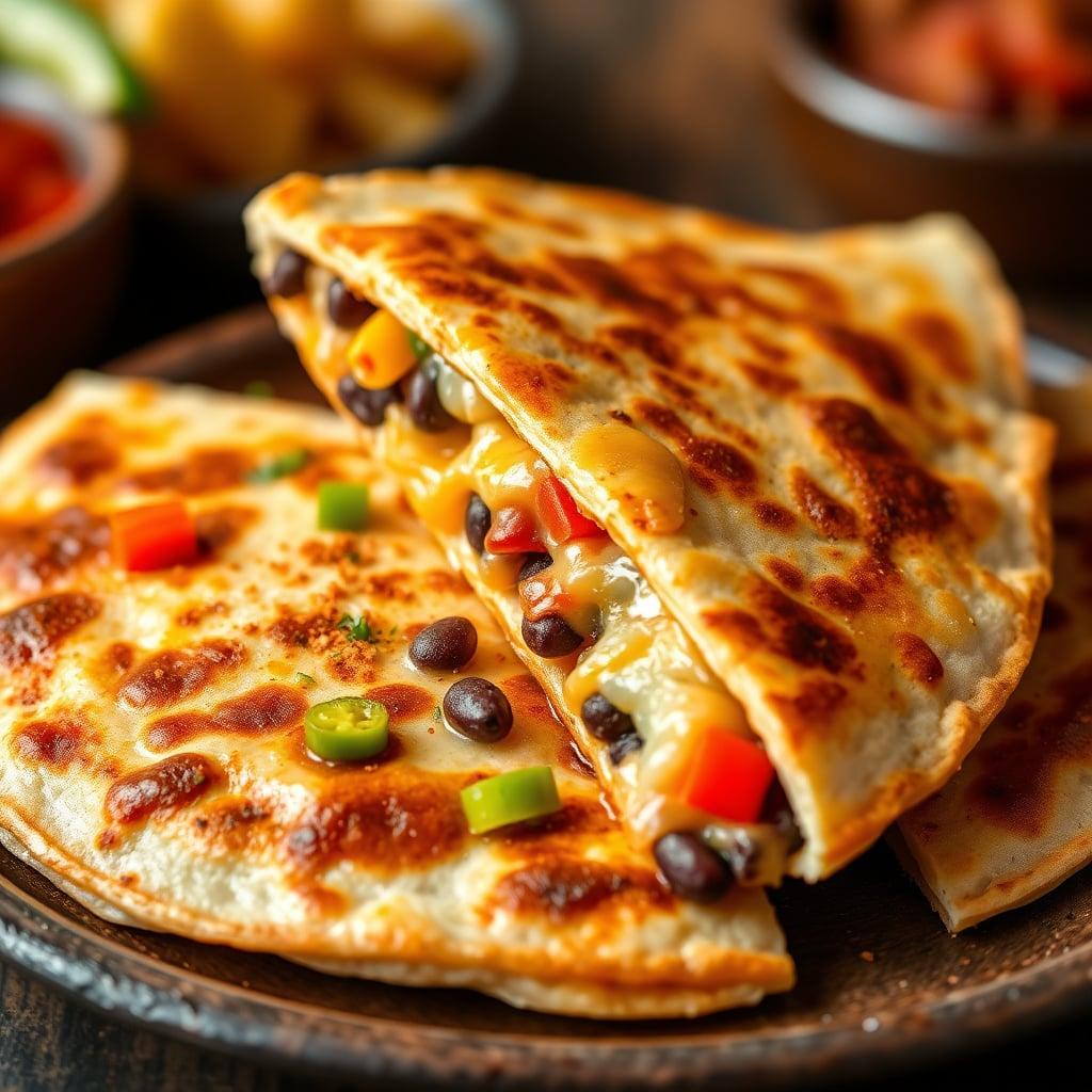 Quick Weeknight Dinner: Cheesy Black Bean & Pepper Quesadillas