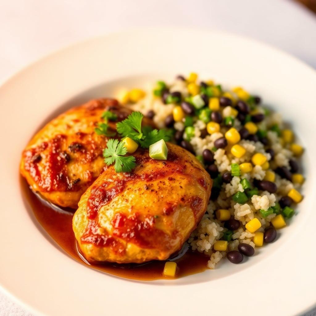 Chipotle-Lime Chicken Thighs with Black Bean Corn Salsa and Cilantro Rice