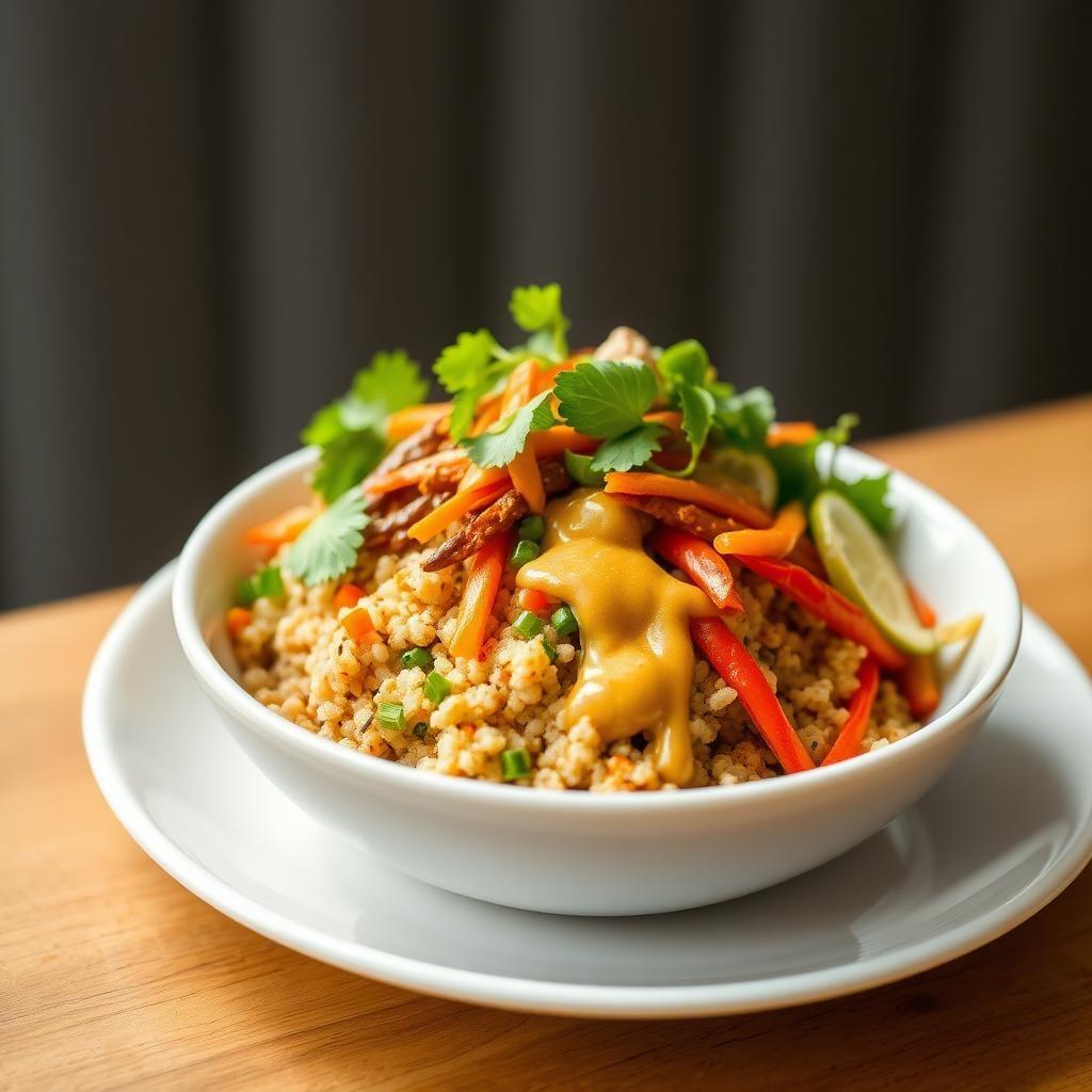 Asian-Inspired Quinoa Bowl with Sesame Ginger Dressing