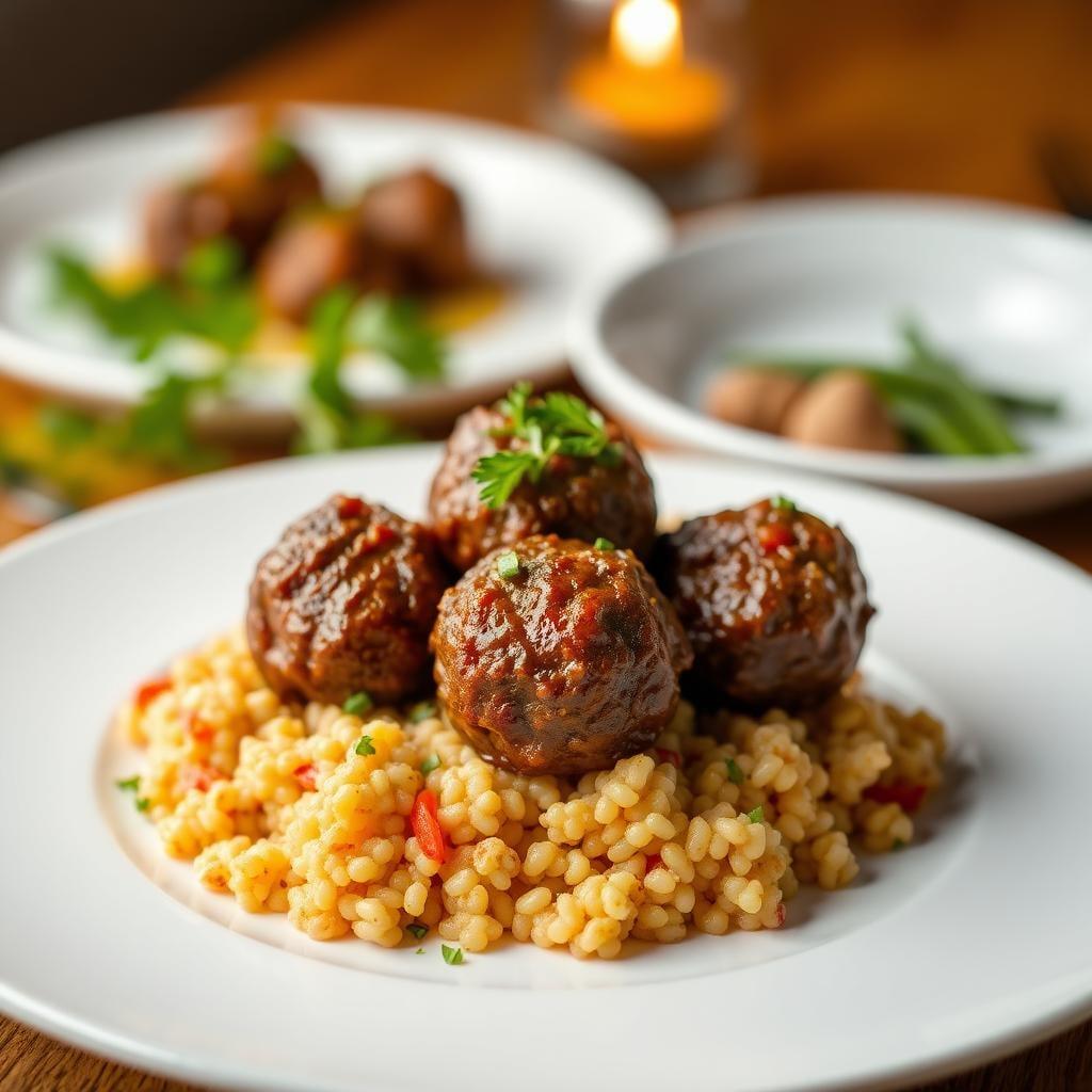Moroccan Spiced Beef Meatballs with Couscous Moroccan Spiced Beef Meatballs with Couscous