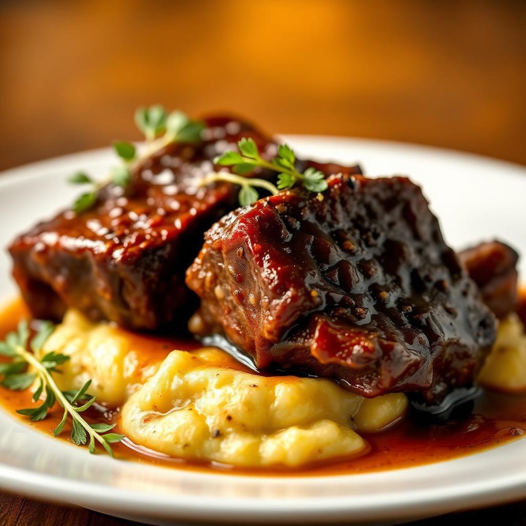 Balsamic-Braised Short Ribs with Creamy Parmesan Polenta