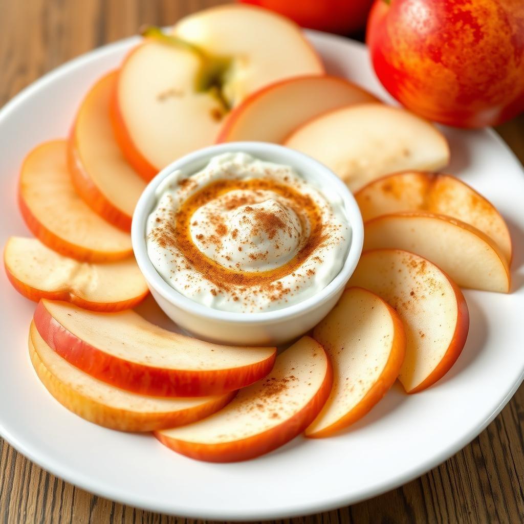 Apple Slices with Cinnamon Yogurt Dip