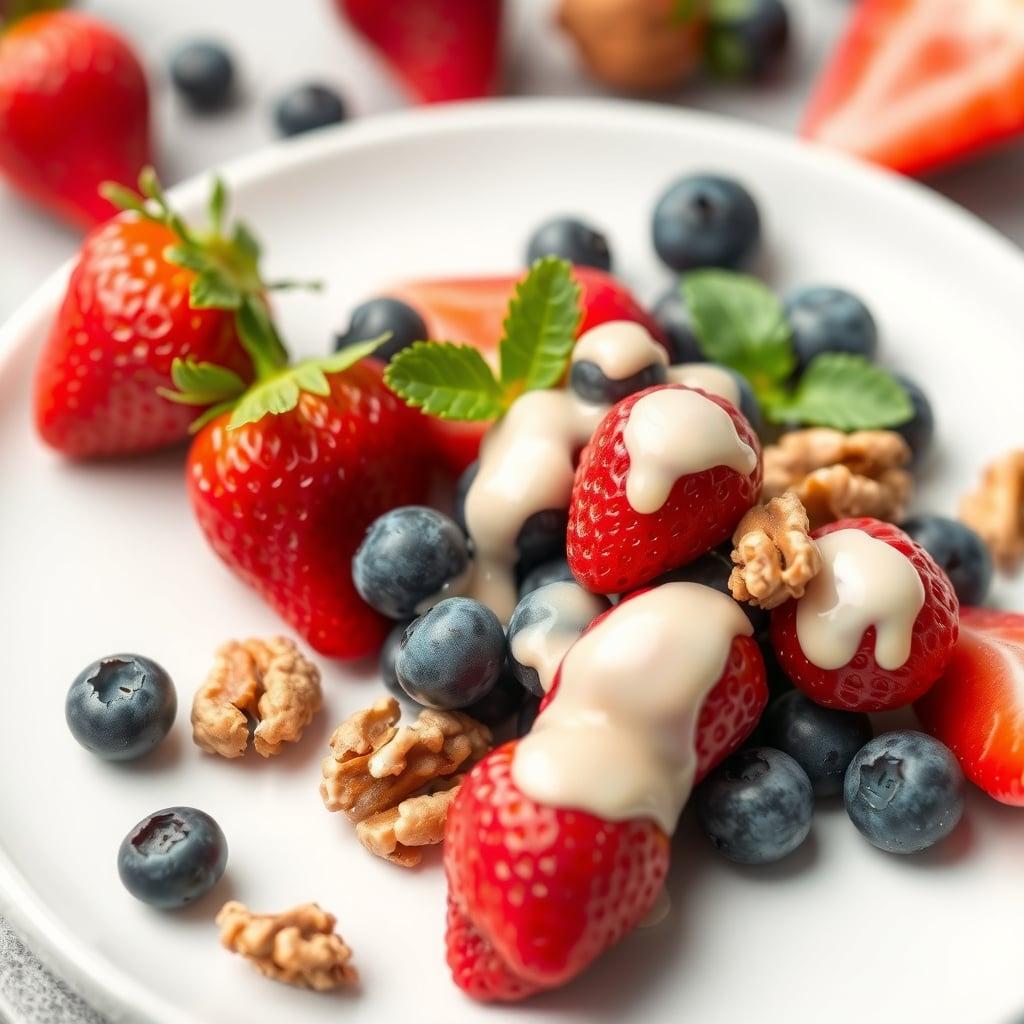 Fresh Berries and Walnuts with Vanilla Protein Glaze Fresh Berries and Walnuts with Vanilla Protein Glaze