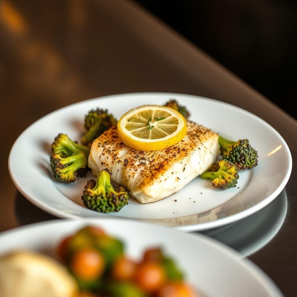 Lemon Pepper Baked Cod with Roasted Broccoli Lemon Pepper Baked Cod with Roasted Broccoli