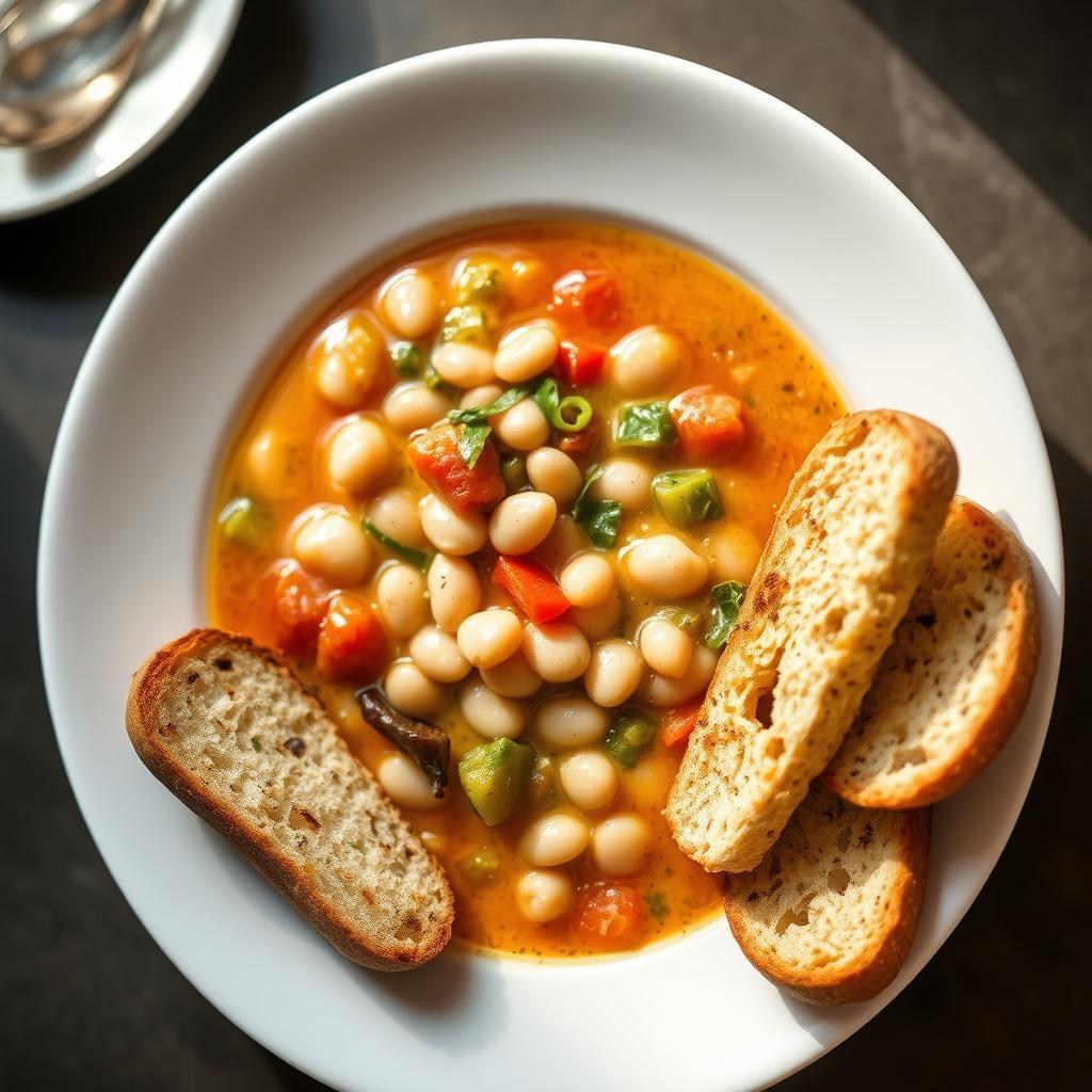 Tuscan White Bean and Vegetable Soup with Herb Crostini Tuscan White Bean and Vegetable Soup with Herb Crostini