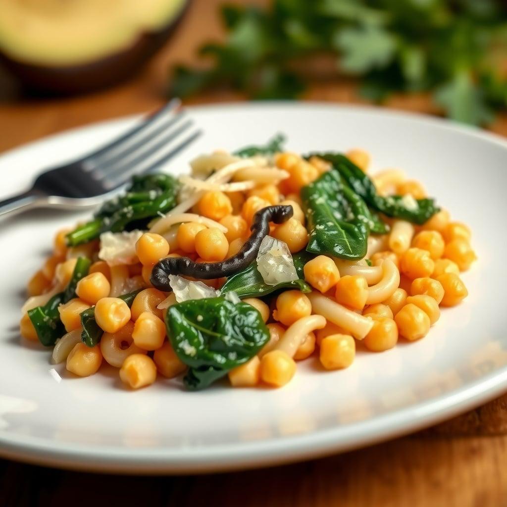 One-Pot Creamy Parmesan Orzo with Chickpeas and Spinach One-Pot Creamy Parmesan Orzo with Chickpeas and Spinach
