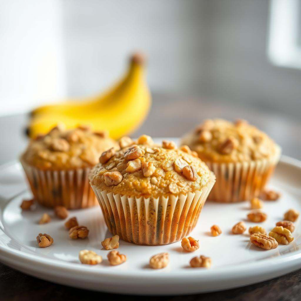 Banana Oatmeal Breakfast Muffins with Walnuts