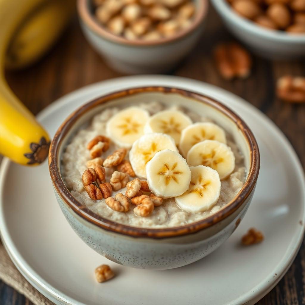 Banana Walnut Protein Oats with Egg Whites