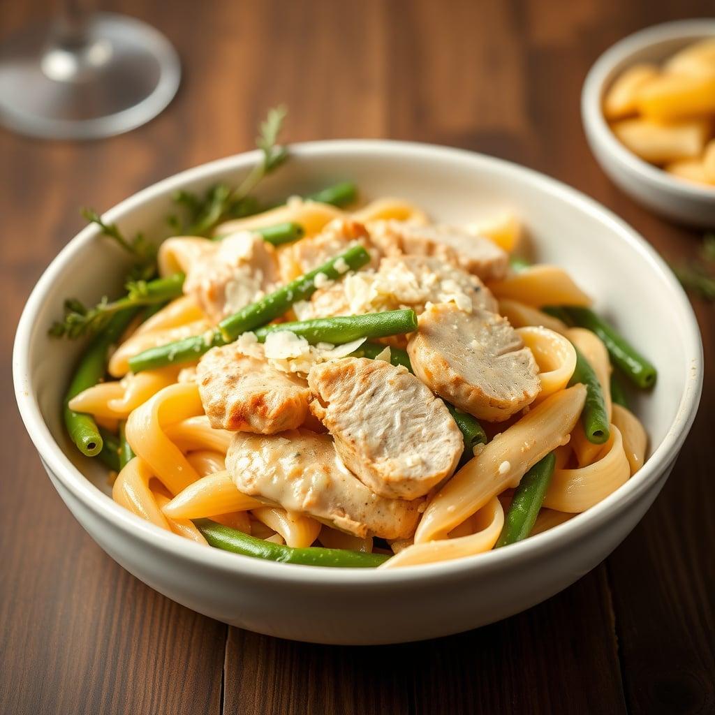 Creamy Chicken and Green Bean Pasta with Parmesan Creamy Chicken and Green Bean Pasta with Parmesan