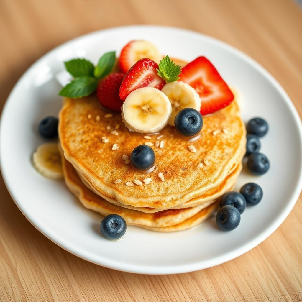 Banana Oat Pancakes with Fresh Fruit Banana Oat Pancakes with Fresh Fruit