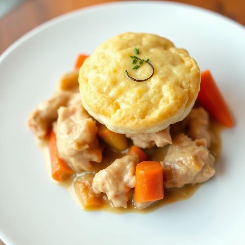 Cheesy Biscuit-Topped Chicken Pot Pie with Roasted Vegetables