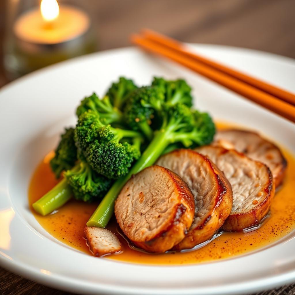 Asian-Inspired Pork Tenderloin with Ginger Broccoli
